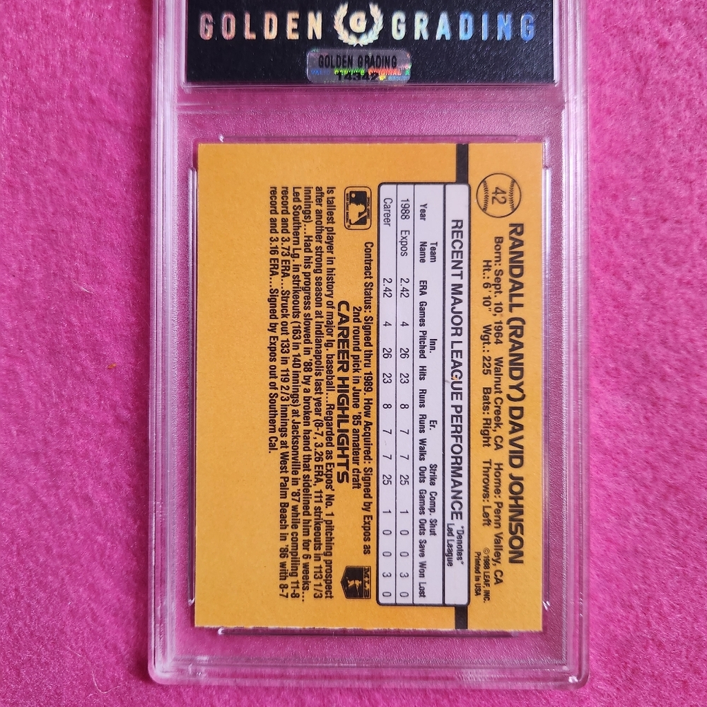 Trading Card, Rated Rookie, Randy Johnson Baseball Pitcher - Picture 2 of 2